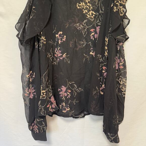 Womens Dark Fairy Grunge Sheer Floral Blouse Top Medium Dark Romantic Ethereal - Picture 3 of 15